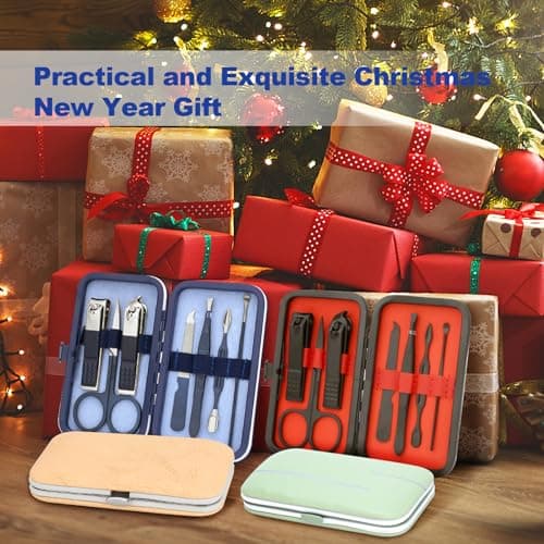 Manicure Set-Stainless Steel Nail Care Set-Professional 7 in 1 Ingrown Toenail Clipper Grooming Tool-Pedicure Kit & Toe Nail Cutter-Thick Nail Scissors Toiletries with Cuticle Trimmer (Blue) — view 2