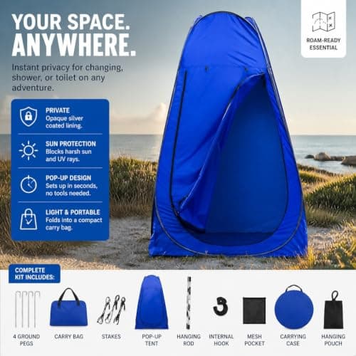 Shower Privacy Toilet Tent Beach Portable Changing Dressing Camping Pop Up tents Room Sun Sunshade Baby Outdoor Backpack Shelter Canopy (BLUE) — view 2