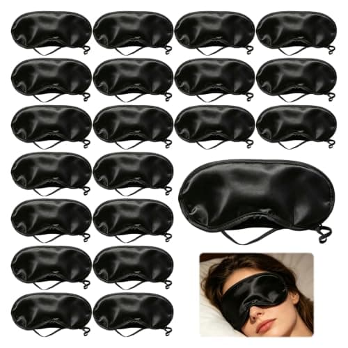 20 Pcs Sleep Eye Mask, Black Eye Masks with Nose Bridge Design, Light-Blocking Sleep Mask for Office Naps, Long-Haul Flights, Party Games and Team Building, Travel and Camping Accommodation