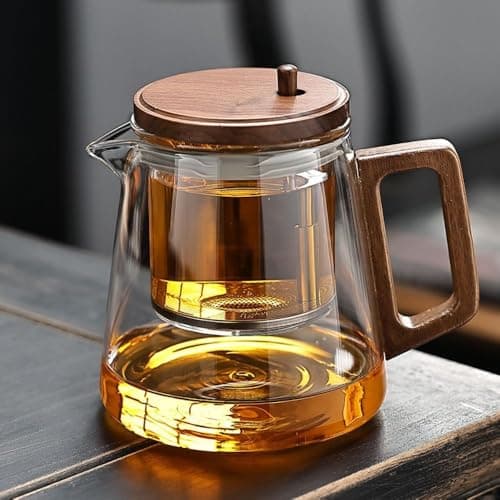 Tea Pot with Infuser, Glass Teapot for Loose Tea, Camping, Travel(Style 2 Clear) — view 3