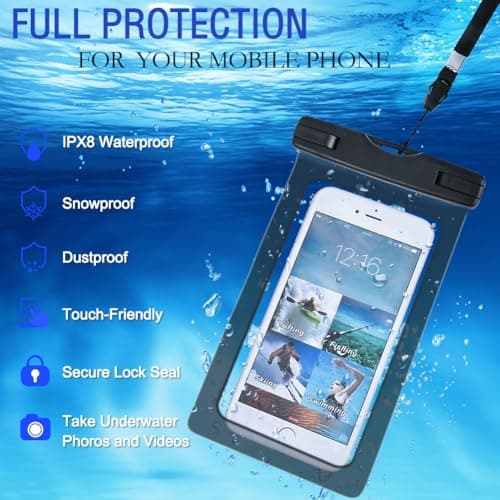 Garegce Clear Waterproof Pouch Bag, [4 Pack] Waterproof Bags Large Size Set, Waterproof Case Dry Bag for Beach/Swim/Boating/Kayaking/Hiking/Protect Phone/Camera/Cash/Document - Black — view 5