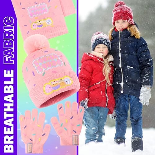 Squishmallows Beanie Winter Accessories Set Girls Teens, 3pcs Hat Scarf Gloves, Warm Knit for School Travel Days Out, Girls Gifts — view 5