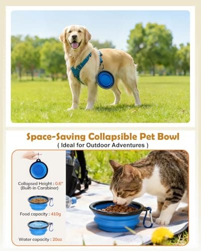 Morpilot Cat Carrier - Airline Approved, Top Opening Portable Dog Bag with Breathable Mesh/Removable Mat, Adjustable Shoulder Strap & Bowl, Foldable Travel Cage, M, Denim Blue (Max 7kg) — view 5