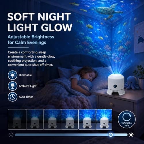 Kdely Dynamic Rotating LED Projector Light,USB Rechargeable 3D Wave Light Effect(Ocean) — view 2