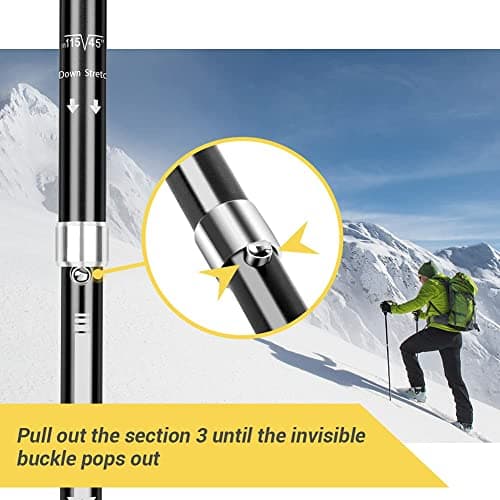 Glymnis 2 Pack Collapsible Walking Poles with Quick Lock System, Foldable Hiking Poles for Trekking, Walking, Backpacking - Yellow Black — view 6