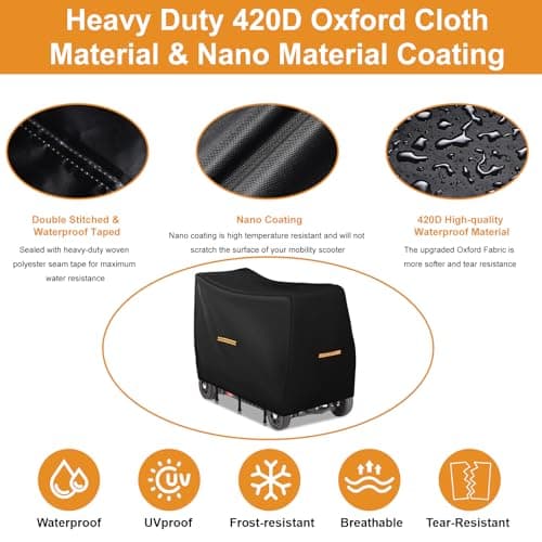 Mobility Scooter Covers Waterproof Heavy Duty,420D Oxford Fabric Electric Scooter Cover,Motorized for Travel,4 Reflective Strips,3 Windproof Buckles,Outdoor Protection(XL 57"x 26"x39") — view 2
