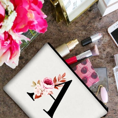 A-Z Personalized Makeup Bag, Birthday Gifts for Women Mom Bridesmaid (A) — view 2