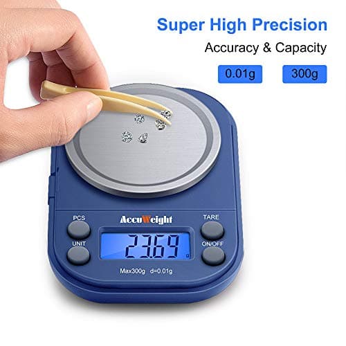 ACCUWEIGHT Blue 300g LCD Mini Precision Scale, Stainless Steel, 0.01g, Multifunctional, Portable, Auto Shut Off, Kitchen, Jewelry, Gold, Coins, Chemistry Lab — view 3