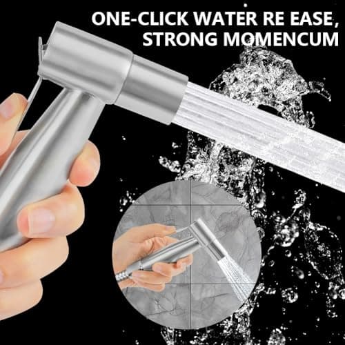 HOTUT Portable Bidet Sprayer Kit, Stainless Steel Bidet Shower Head with Hose, Handheld Toilet Bidet Sprayer Kit, Hand Held Bathroom Cloth Diaper Sprayer Set for Feminine Hygiene, Pet Shower, Bathroom — view 4
