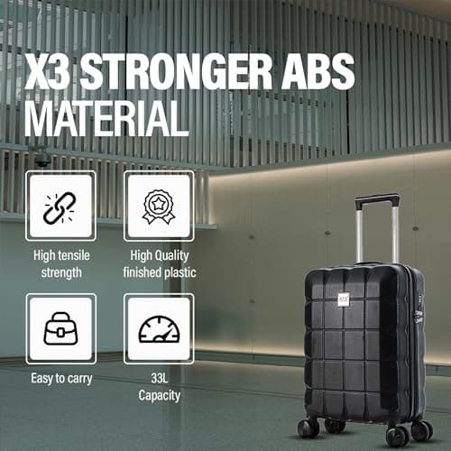 ATX 55x36x20cm Cabin Suitcase ABS Lightweight Small Suitcase with 4 Dual Spinner Wheels and Built-in 3 Digit Combination Lock (Gun Metal Grey, 21Inches, 33Liter) — view 4