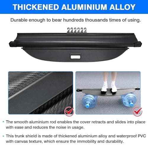 Powerty Cargo Cover for 2018-2023 2024 Chevy Chevrolet Equinox/GMC Terrain Accessories Retractable Trunk Cover All Weather Shielding Shade Cargo Luggage Cover Carbon Fiber — view 5