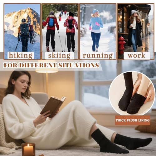VoJoPi Women's Thermal Socks 5 Pairs Wool Winter Warm Hiking Socks, UK 4-8 — view 6