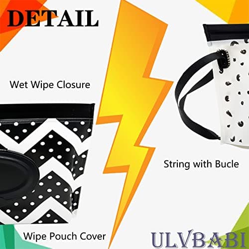 ULVBABI 3 Pack Portable Wet Wipe Pouch Dispenser, Reusable Baby Diaper Disposal Bags, Refillable Personal Travel Clutch Dispenser Holder (Wave, Feather & Tie-Dyed Pattern) — view 3