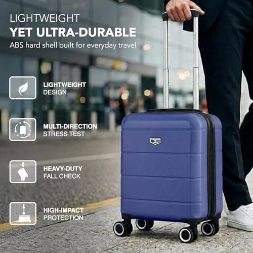 LUGG Jetset 15" Lightweight Cabin Suitcase - EasyJet Underseat Carry On Luggage, ABS Hard Shell, Scratch-Resistant Finish, Secure Lock, Smooth 360° Spinner Wheels (45x33x20cm) — view 3
