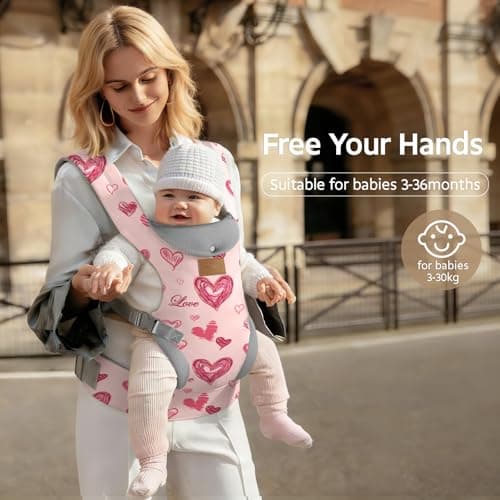 YooxArmor Ergonomic Baby Carrier for 4-36 Month Newborn,Waist 67-150cm,Pink — view 6