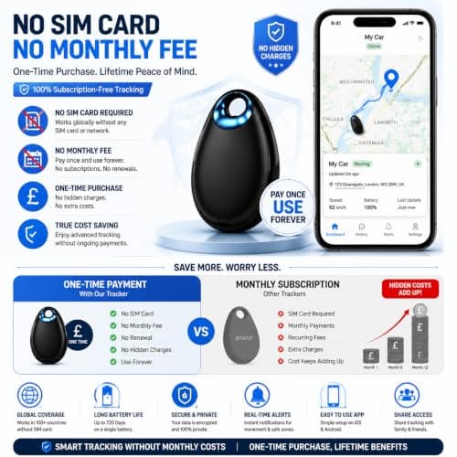 GPS Tracker for Vehicles,Mini Car GPS Tracking Device with Real-Time Location,No SIM Required, No Monthly Fee or Subscription,Hidden Anti-Theft GPS Locator for Cars,Luggage,Compatible with iOS&Android — view 3