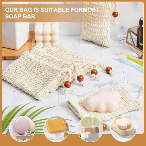 GUOYOU 10 Pack Sisal Soap Bag Natural Fiber Soap Bags Exfoliating Soap Bag — view 6