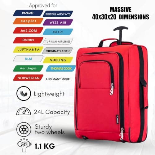 Ryanair 40x30x20 Carry on Suitcase Approved Underseat Cabin Bag Case Lightweight Hand Luggage 1.2g 24L — view 6