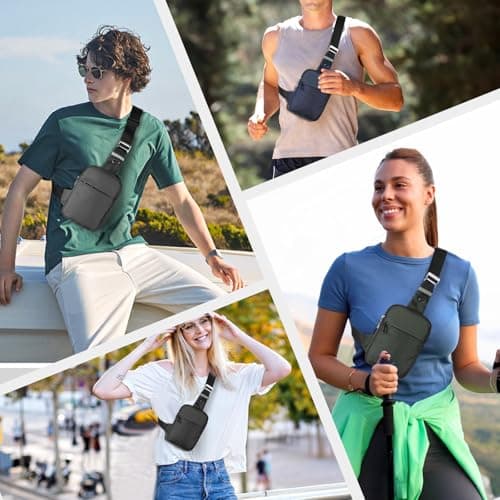 BROADREAM Small Sling Bag Cross Body Chest Shoulder Bag for Men Women - FRID Blocking Pocket and Adjustable Straps Crossbody Bag, Water Resistant Bum Bags for Runner Workout Hiking Cycling Travelling — view 2
