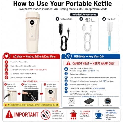 Car Travel Electric Kettle,400ml Heating Mug,12V-24V,316 Stainless Liner — view 2