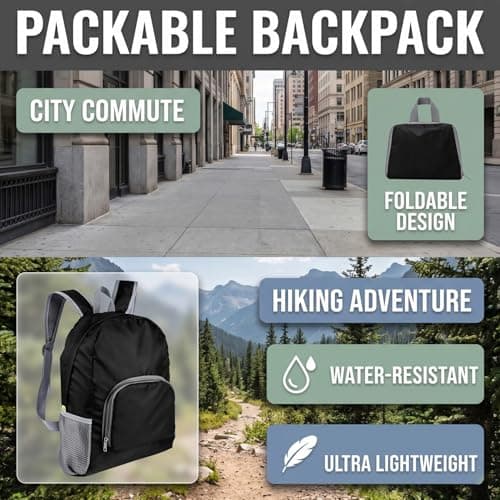 15L Foldable Waterproof Oxford Backpack Lightweight Packable Daypack Black — view 4