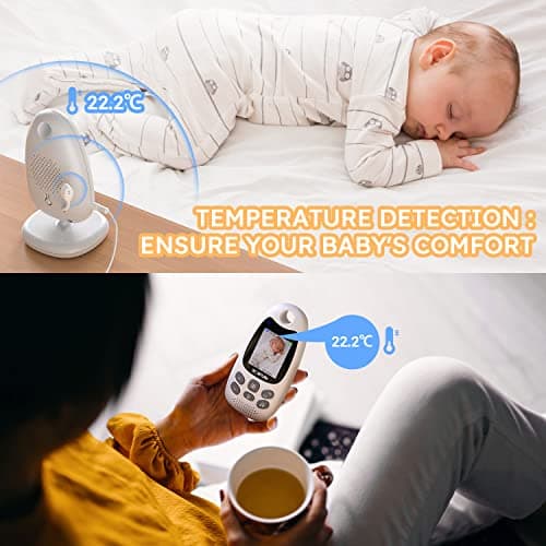 BOIFUN 2026 Upgraded Baby Monitor with Camera and Night Vision, No WiFi, 2-inch Screen, VOX/ECO Mode, Rechargeable Battery, Two-way Audio, Video, Lullabies, Feeding Reminder, Temperature Sensor, Gift — view 6