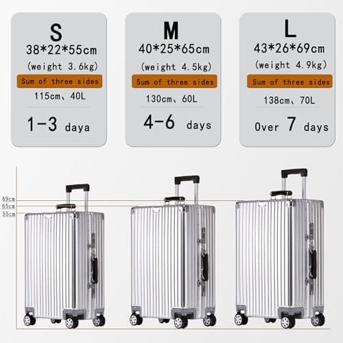 All Aluminium Hard Shell Suitcase Medium Size Travel Metal Suitcase — view 6