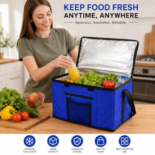 28L Extra Large Cooler Bag with Shoulder Strap, Blue — view 5