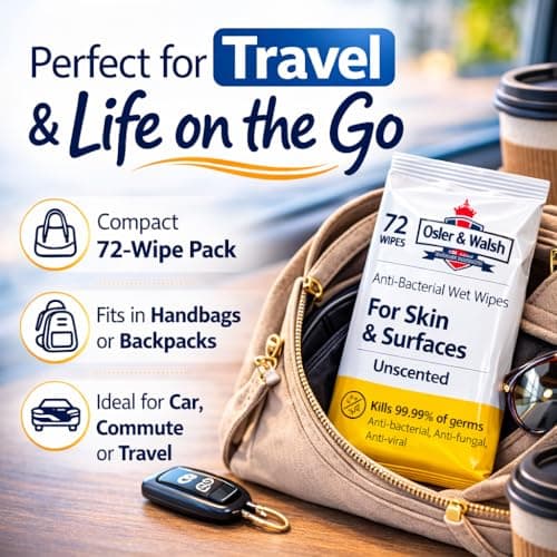 Osler & Walsh Antibacterial Wet Cleaning Wipes 72 Pack, Alcohol Free UNFRAGRANCED Wet Wipes with Glycerin, Multipurpose Hand & Surface Wipes for Home, Office, Clinic & Care Homes — view 4