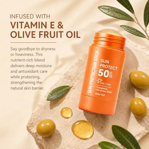 Sun Protection Stick SPF 50, Sunscreen Stick Face Sun Cream SPF 50+ with High UV Protection, Mineral Sun Lotion Roll on for Travel, Transparent Non-Greasy for Face & Body, Hydrating Matte Finish, 30g — view 2