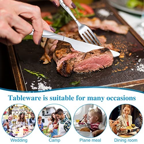 4 Pcs Cutlery Set, Camping Utensil Set, Knife and Fork Flatware Set — view 5