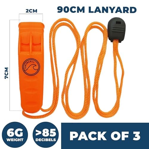 SwimCell Emergency Whistle - Swimming, Hiking, Camping - Orange (3 Pack) — view 3