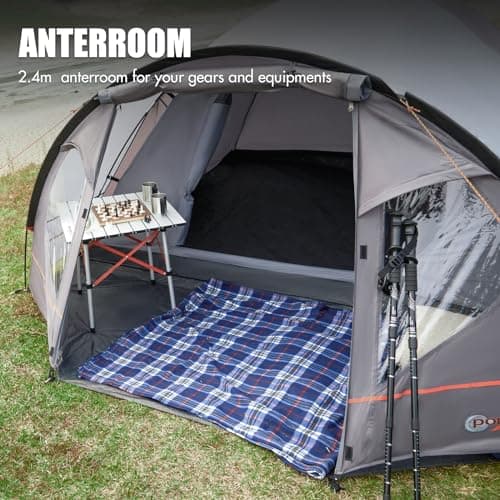Portal 4 Man Tent with Porch, Camping Tent for 3 to 4 Persons with Sewn-in Groundsheet, 4000mm Waterproof, Dome Tent for Festival Outdoor Garden Picnic Hiking — view 3