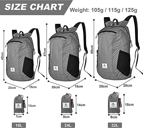 4Monster Packable Backpack Ultra Lightweight, Foldable Backpack Water Resistant, Hiking Daypack for Travel Camping Outdoor, Daily Walk-around, Cycling, Sports, Excursions(Silver Grey, 32L) — view 6