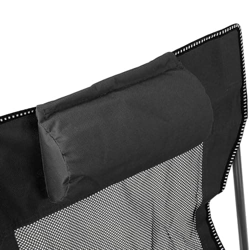 Livhome Camping Chairs Folding Recliner Chair Adjustable with Detachable Footrest Headrest Cupholder Pocket Lightweight Portable Reclining Camp Fold up for Outdoor Beach Garden (Black) (31141) — view 5