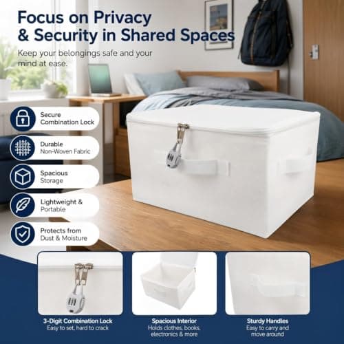 Discreet Non Woven White Box Storage Lockable 12.6x9.45x7.1in — view 3