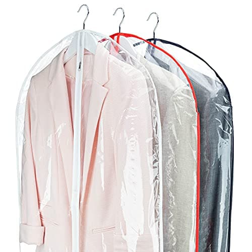 HANGERWORLD 100 cm (40") Suit/Garment Clothes Cover Bags, Pack of 6, Clear with Mixed Trim Colours — view 3