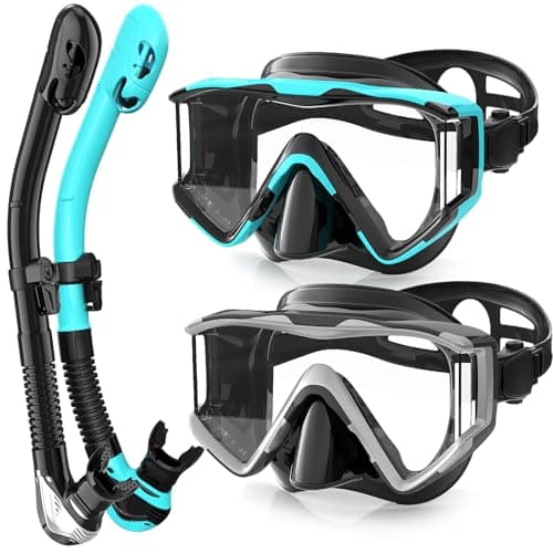 Zeligerstar Snorkel Set Adults, 3 Window Panoramic Mask, Anti-Fog Dry Top