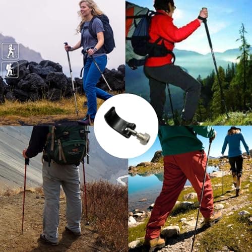 2 Pack Walking Stick Clip, Trekking Pole Lock Replacement Climbing Pole External Lock Trekking Stick Locking Clips Hiking Accessories, Suitable for 18mm Pipe, Black — view 5
