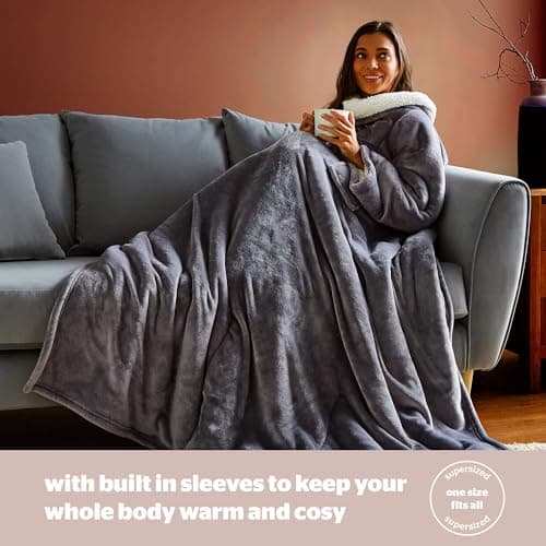 Silentnight Snugsie Wearable Blanket, USB Heated, Charcoal — view 5