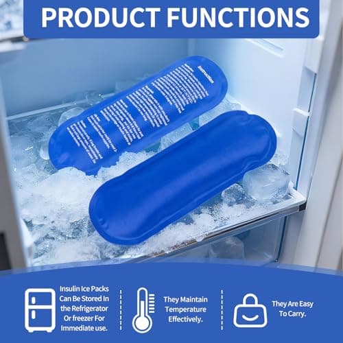 Nogsay Insulin Cooler Ice Pack,2Pcs Reusable Ice Packs Small Medicine Cool Bag for Diabetic Insulin Cooler Travel Case Box,Medical Cooling Gel Pack for Travel Medication Coolers — view 3