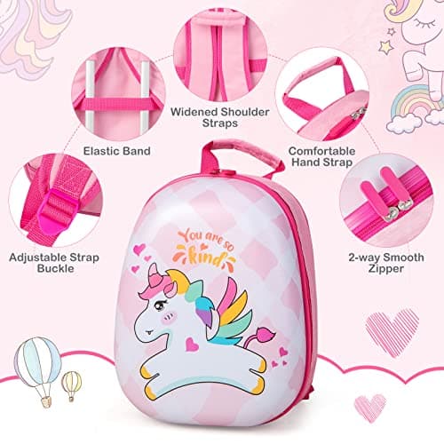 GYMAX 2Pcs Kids Luggage Set, 16"/18" & 12" Girls Suitcase (Pink, 12" & 16") — view 3