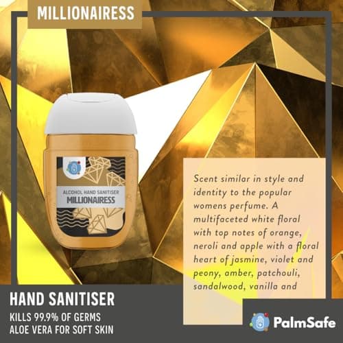 Palm Safe Millionairess 3 Pack Pocketbac 30ml Anti Bacterial Premium Hand Sanitiser Travel Size Refillable Clip Bottle Quick Drying Non Sticky Extra Moisturising Kills 99.9% of Viruses and Bacteria — view 4