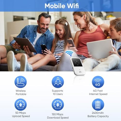 Portable 4G LTE Mobile WiFi Router, Pocket WiFi Hotspot 150Mbps, Pocket WiFi Travel Router, 3000mAh, 150Mbps, Connect Up to 10 Devices for Travel, Caravan & Remote Work — view 4