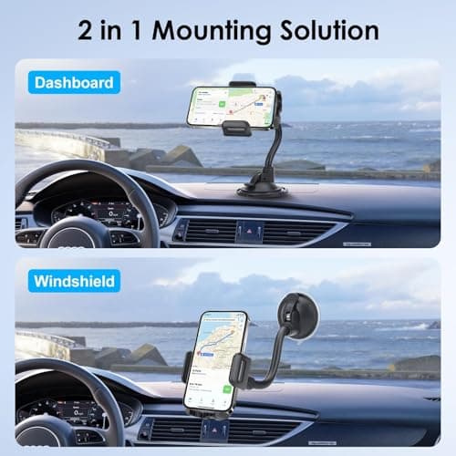 EEEKit Car Phone Holder, Adjustable Car Phone Mount, Strong Suction Windscreen Dashboard Mount for 3.5-6in Smartphones — view 2