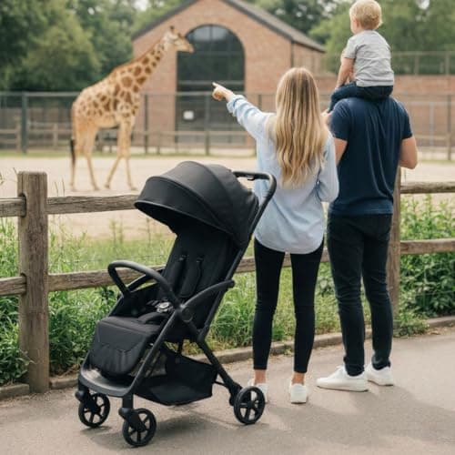 Venture Avio Stroller – Lightweight Compact Pushchair for Toddlers up to 4 Years – Travel Baby Stroller with Raincover, Cup Holder, Large Basket (Black) — view 3