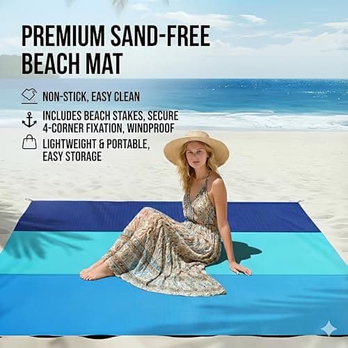 ROSSRORE Beach Blanket 200x210cm Foldable Outdoor Picnic Mat — view 3