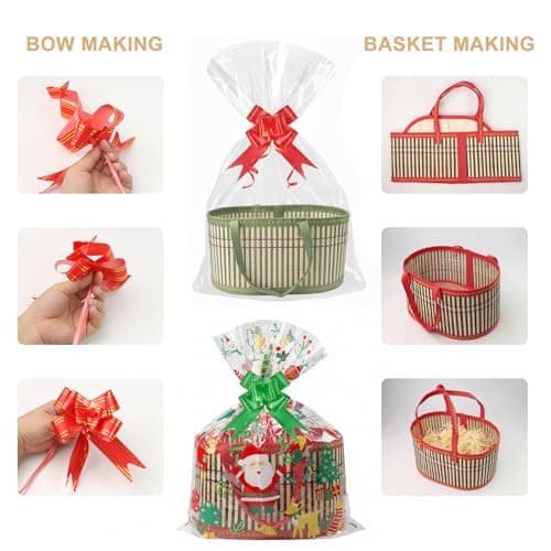 Gift Baskets Empty with Glass Bags, Hamper Box for Gifts, Woven Bamboo — view 3