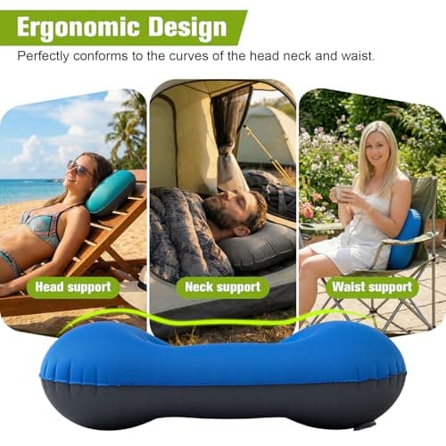 JetsCush Camping Pillow Inflatable Lightweight Travel Pillow Blue — view 4