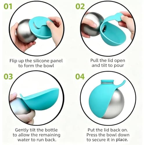 2 in 1 Portable Dog Water Bottle, Dog Water Bottles for Walking, 285ML Dog Drinking Bottle & Silicone Bowl, Dog Travel Water Bottle for Walks, Hikes, Road Trips, Camping, Travel (blue) — view 3